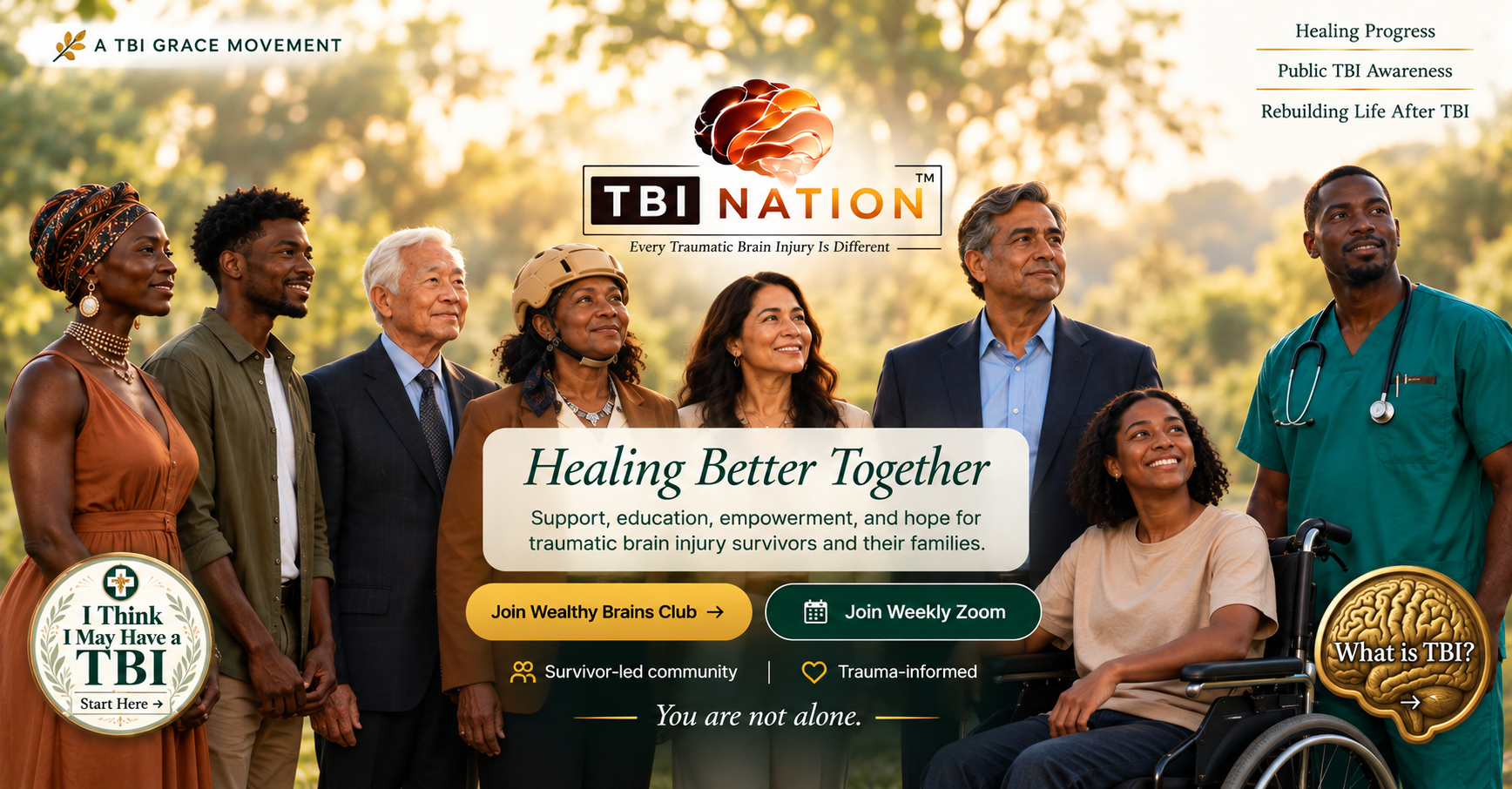 TBI Nation — Healing Better Together. Support, education, empowerment, and hope for traumatic brain injury survivors and their families.