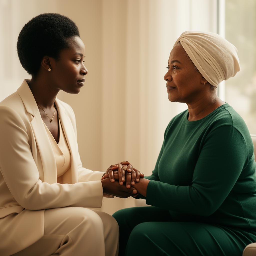 Caregiver gently holding hands with a loved one